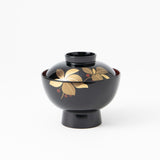 Fukunishi Sobe Spear Flower Aizu Lacquerware Soup Bowl with lid - MUSUBI KILN - Quality Japanese Tableware and Gift