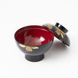 Fukunishi Sobe Spear Flower Aizu Lacquerware Soup Bowl with lid - MUSUBI KILN - Quality Japanese Tableware and Gift