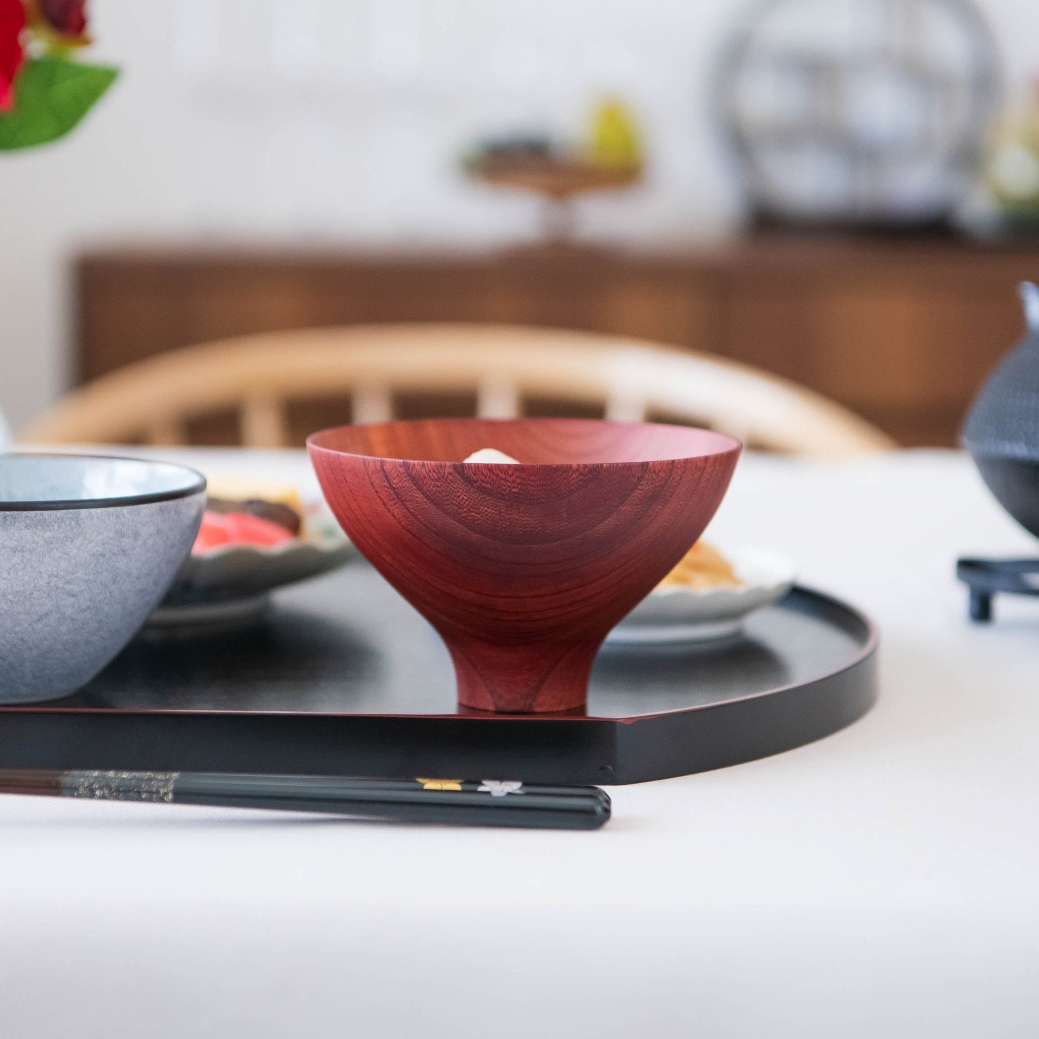 GATOMIKIO AEKA Slim - shaped Yamanaka Lacquerware Miso Soup Bowl - MUSUBI KILN - Quality Japanese Tableware and Gift