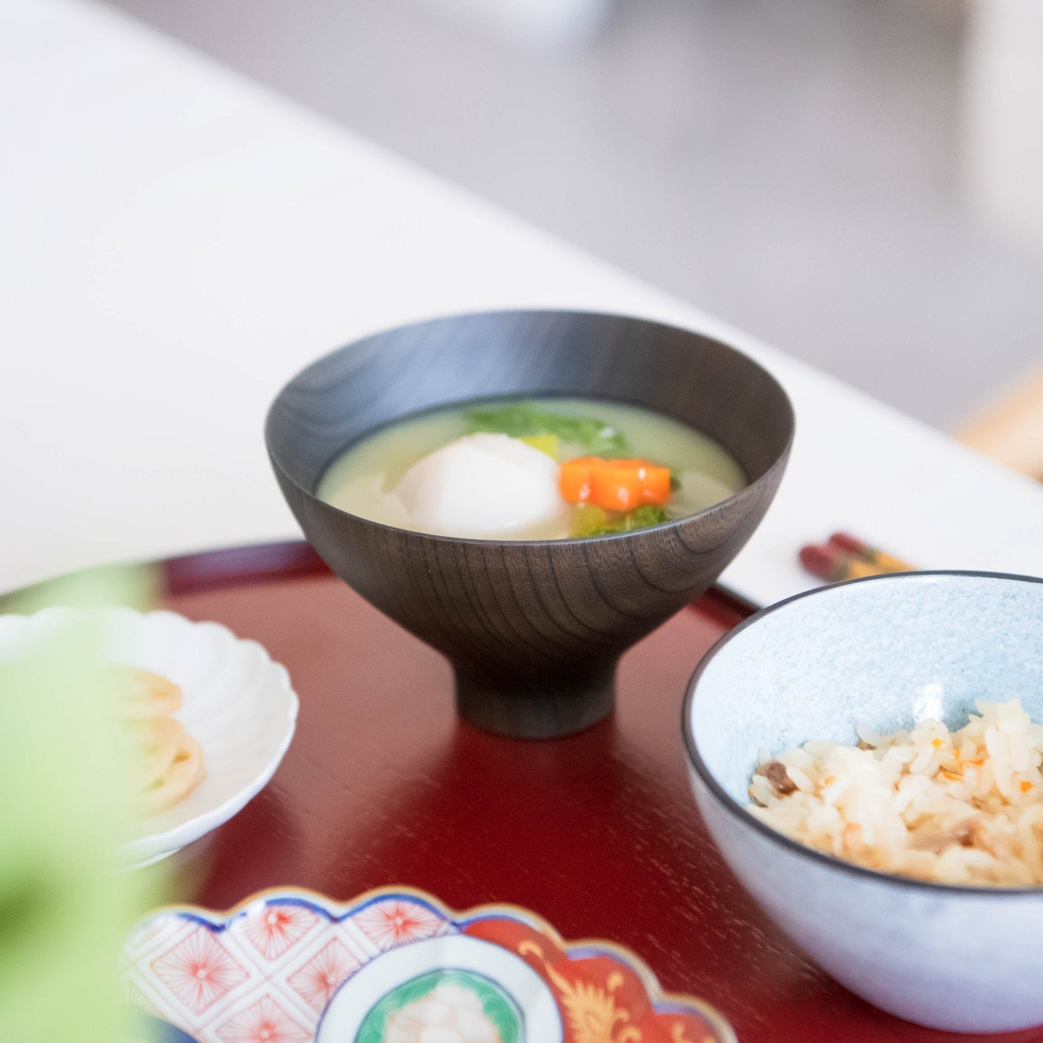 GATOMIKIO AEKA Slim - shaped Yamanaka Lacquerware Miso Soup Bowl - MUSUBI KILN - Quality Japanese Tableware and Gift