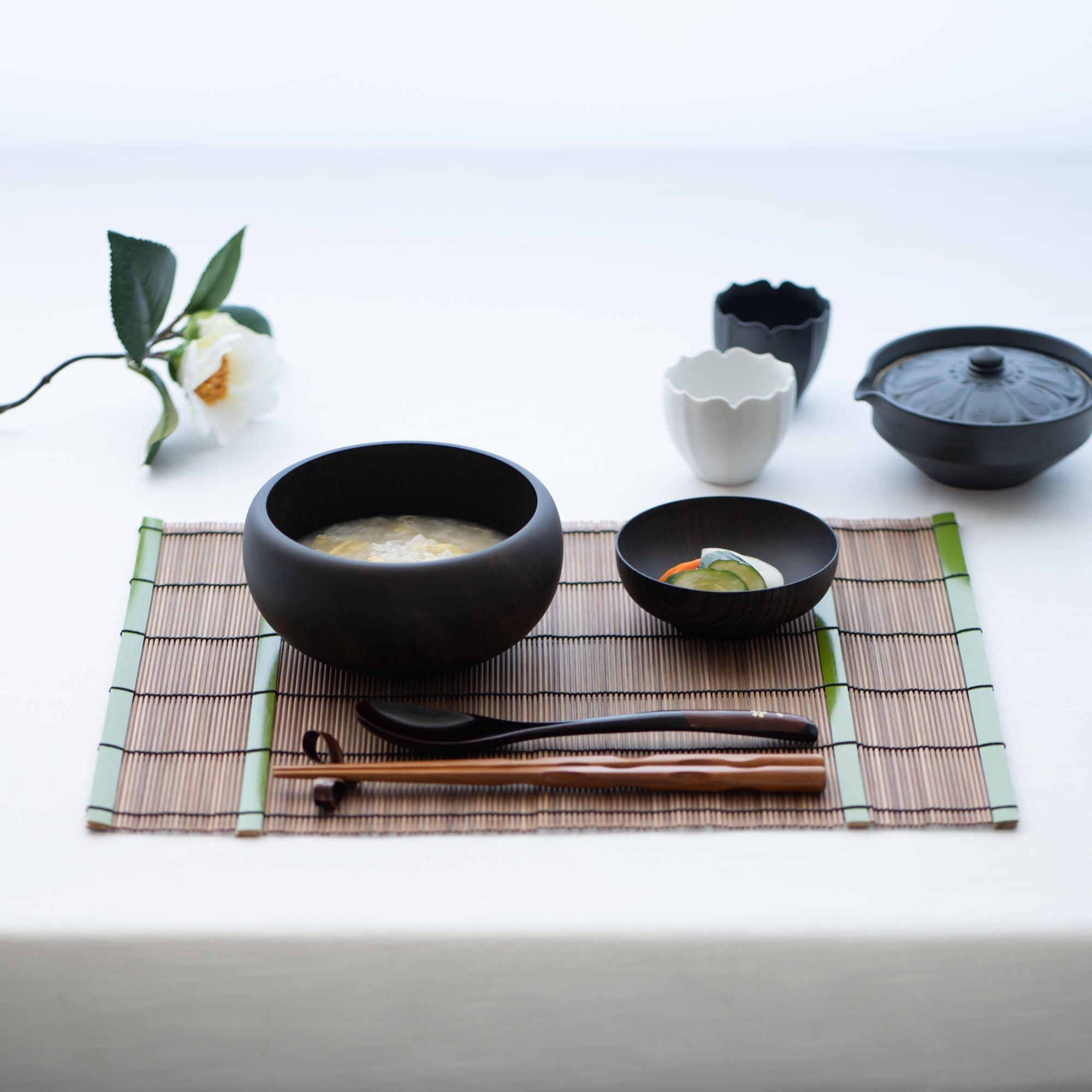 GATOMIKIO Black Yamanaka Lacquerware Oryoki Bowl Set - MUSUBI KILN - Quality Japanese Tableware and Gift