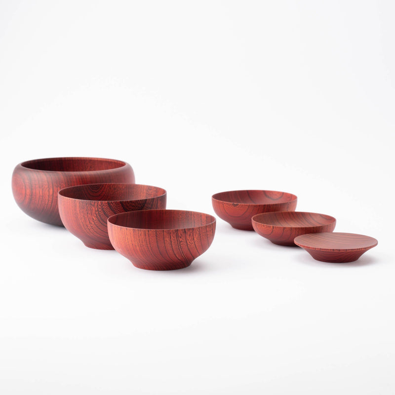 GATOMIKIO Red Yamanaka Lacquerware Oryoki Bowl Set - MUSUBI KILN - Quality Japanese Tableware and Gift