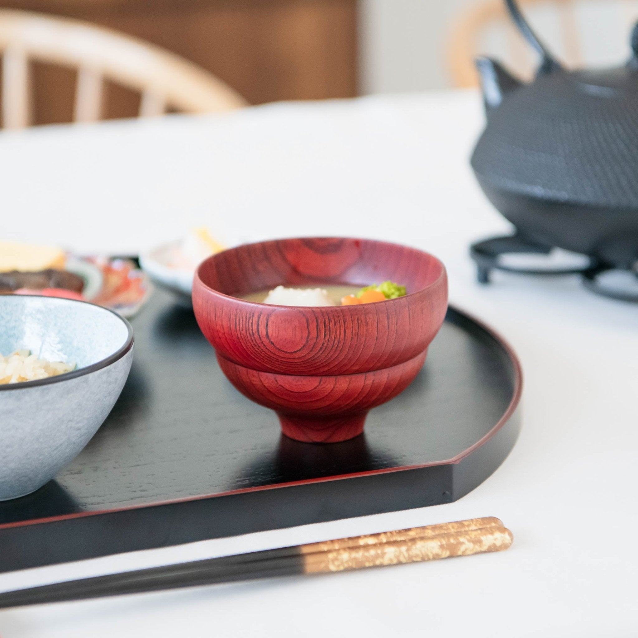 GATOMIKIO TSUMUGI BOKE Yamanaka Lacquerware Miso Soup Bowl - MUSUBI KILN - Quality Japanese Tableware and Gift