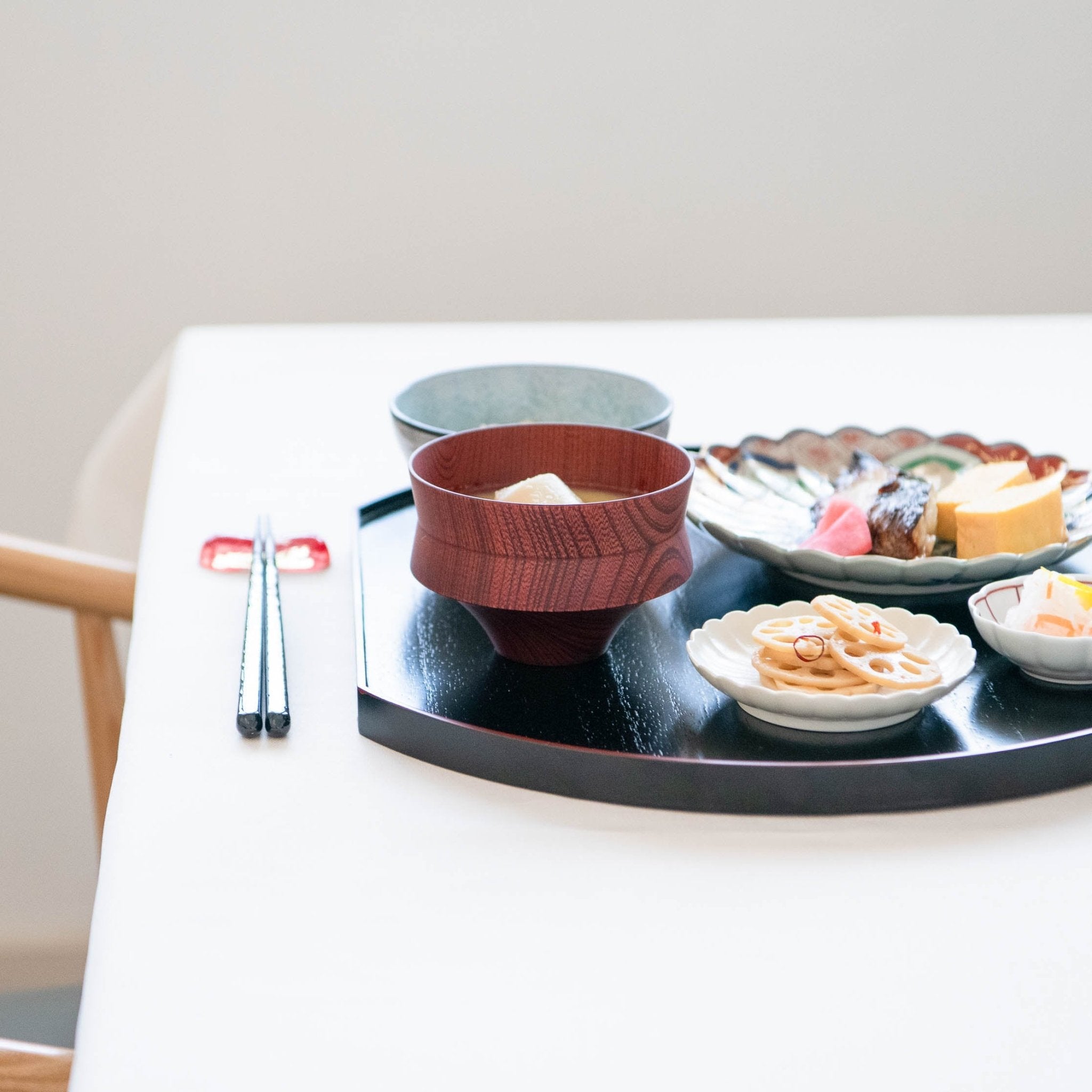 GATOMIKIO TSUMUGI KINEGATA Yamanaka Lacquerware Miso Soup Bowl - MUSUBI KILN - Quality Japanese Tableware and Gift