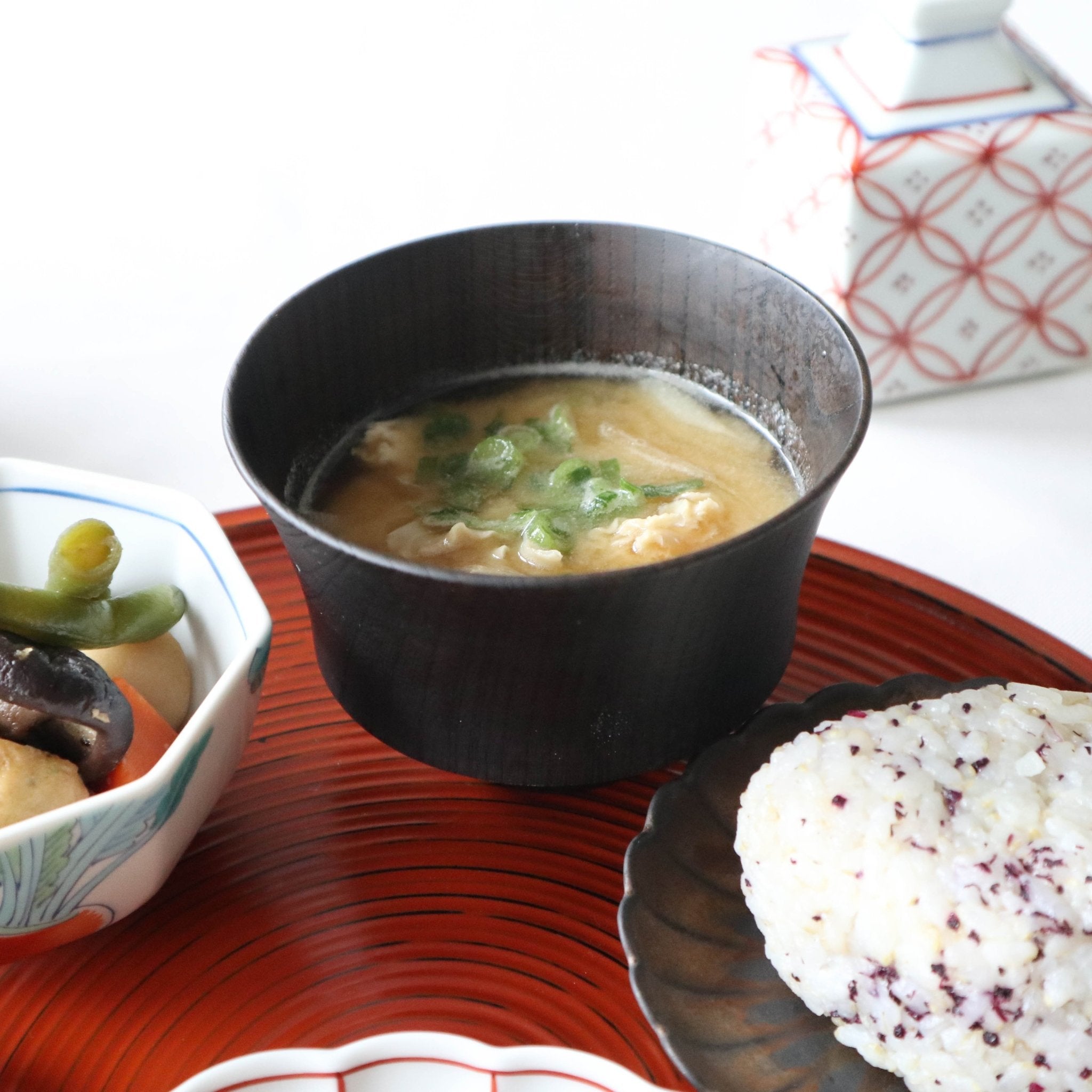 GATOMIKIO TSUMUGI KOMAGATA Yamanaka Lacquerware Miso Soup Bowl - MUSUBI KILN - Quality Japanese Tableware and Gift