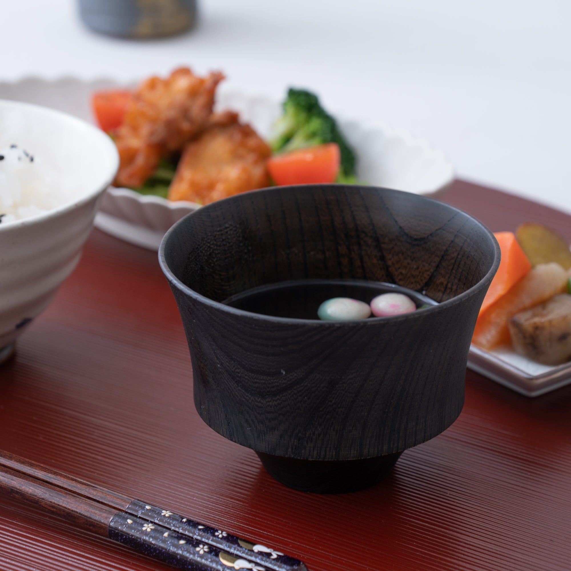 GATOMIKIO TSUMUGI KOMAGATA Yamanaka Lacquerware Miso Soup Bowl - MUSUBI KILN - Quality Japanese Tableware and Gift