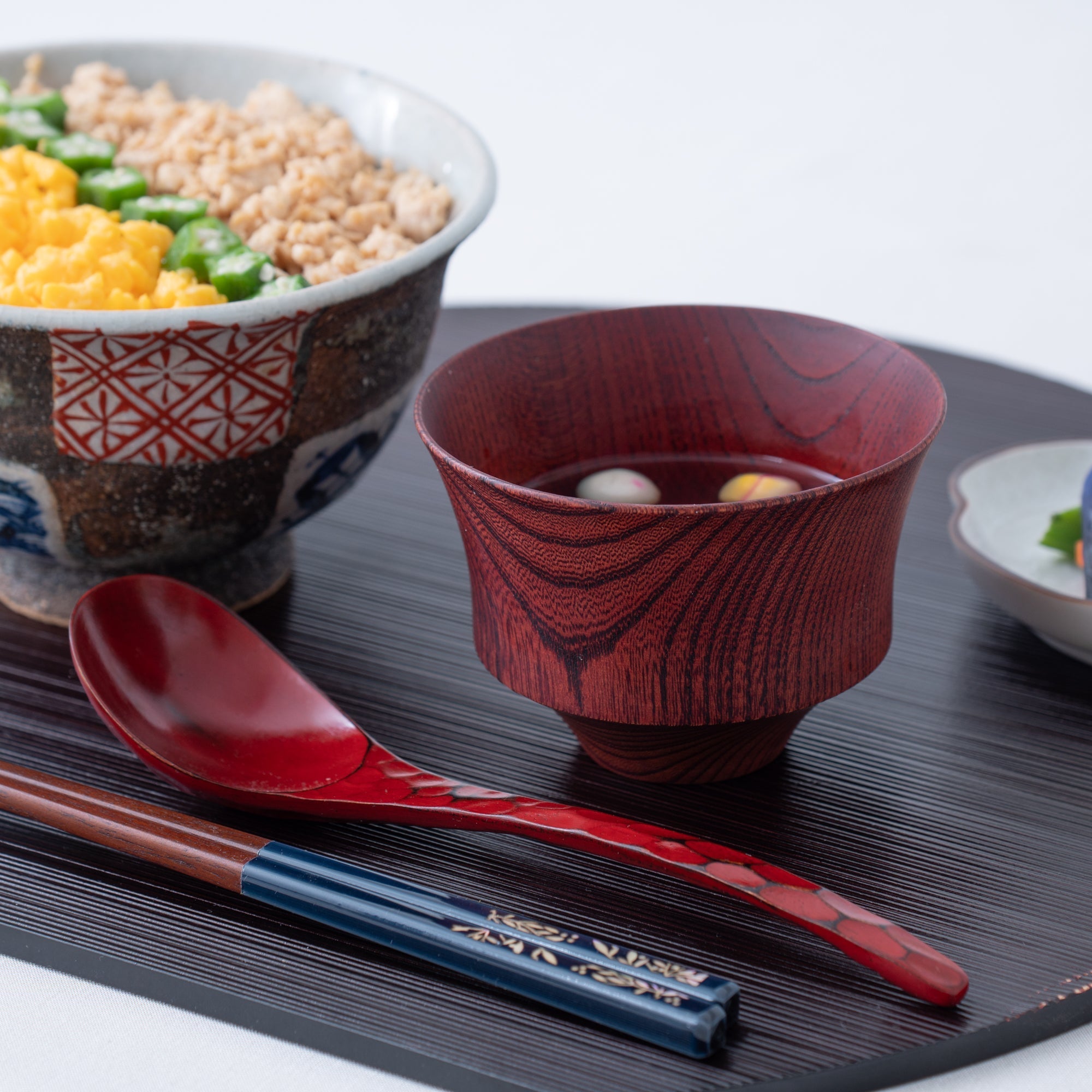 GATOMIKIO TSUMUGI KOMAGATA Yamanaka Lacquerware Miso Soup Bowl - MUSUBI KILN - Quality Japanese Tableware and Gift