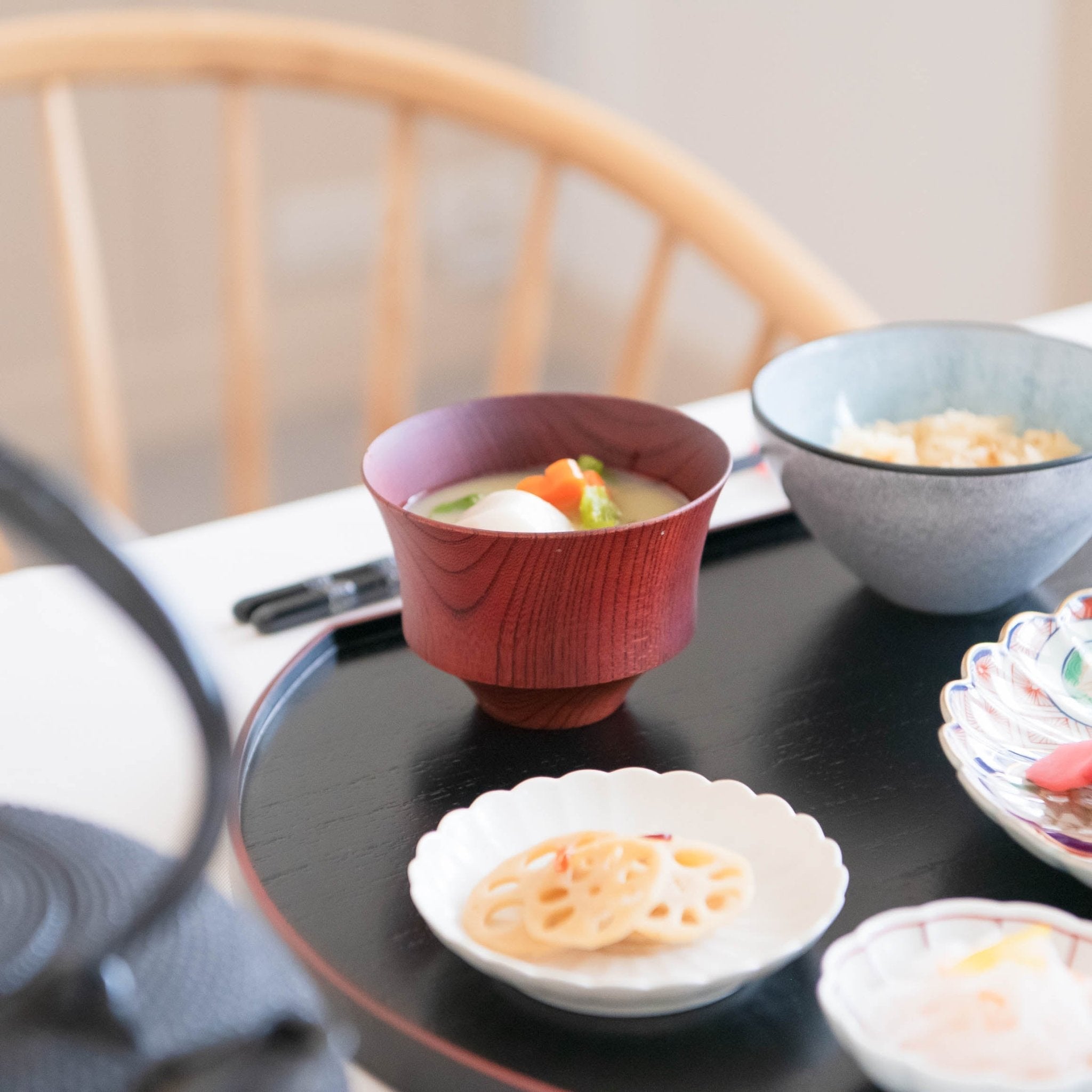 GATOMIKIO TSUMUGI KOMAGATA Yamanaka Lacquerware Miso Soup Bowl - MUSUBI KILN - Quality Japanese Tableware and Gift