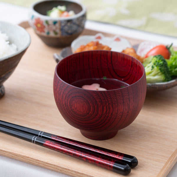 GATOMIKIO TSUMUGI MARIGATA Yamanaka Lacquerware Miso Soup Bowl - MUSUBI KILN - Quality Japanese Tableware and Gift