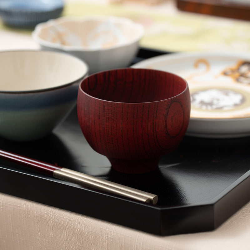 GATOMIKIO TSUMUGI MARIGATA Yamanaka Lacquerware Miso Soup Bowl - MUSUBI KILN - Quality Japanese Tableware and Gift