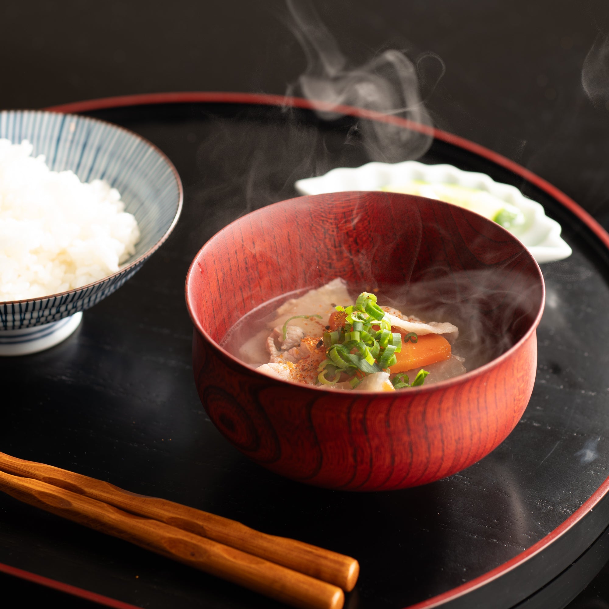 GATOMIKIO TSUMUGI YURI Yamanaka Lacquerware Miso Soup Bowl - MUSUBI KILN - Quality Japanese Tableware and Gift