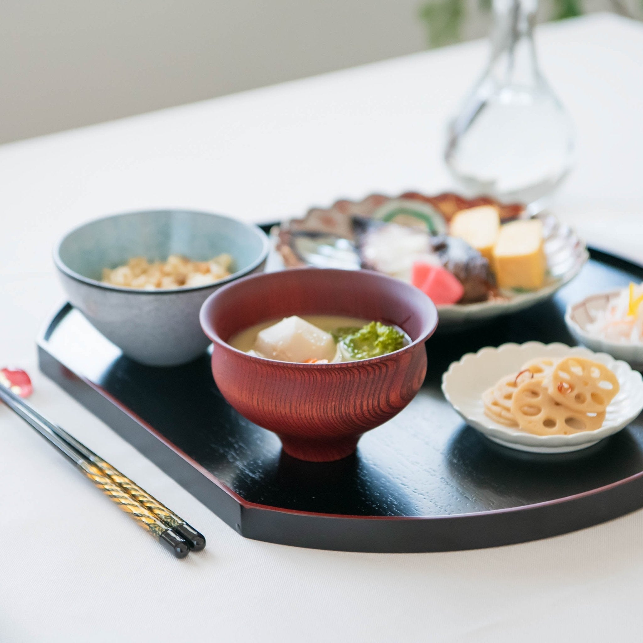 GATOMIKIO TSUMUGI YURI Yamanaka Lacquerware Miso Soup Bowl - MUSUBI KILN - Quality Japanese Tableware and Gift