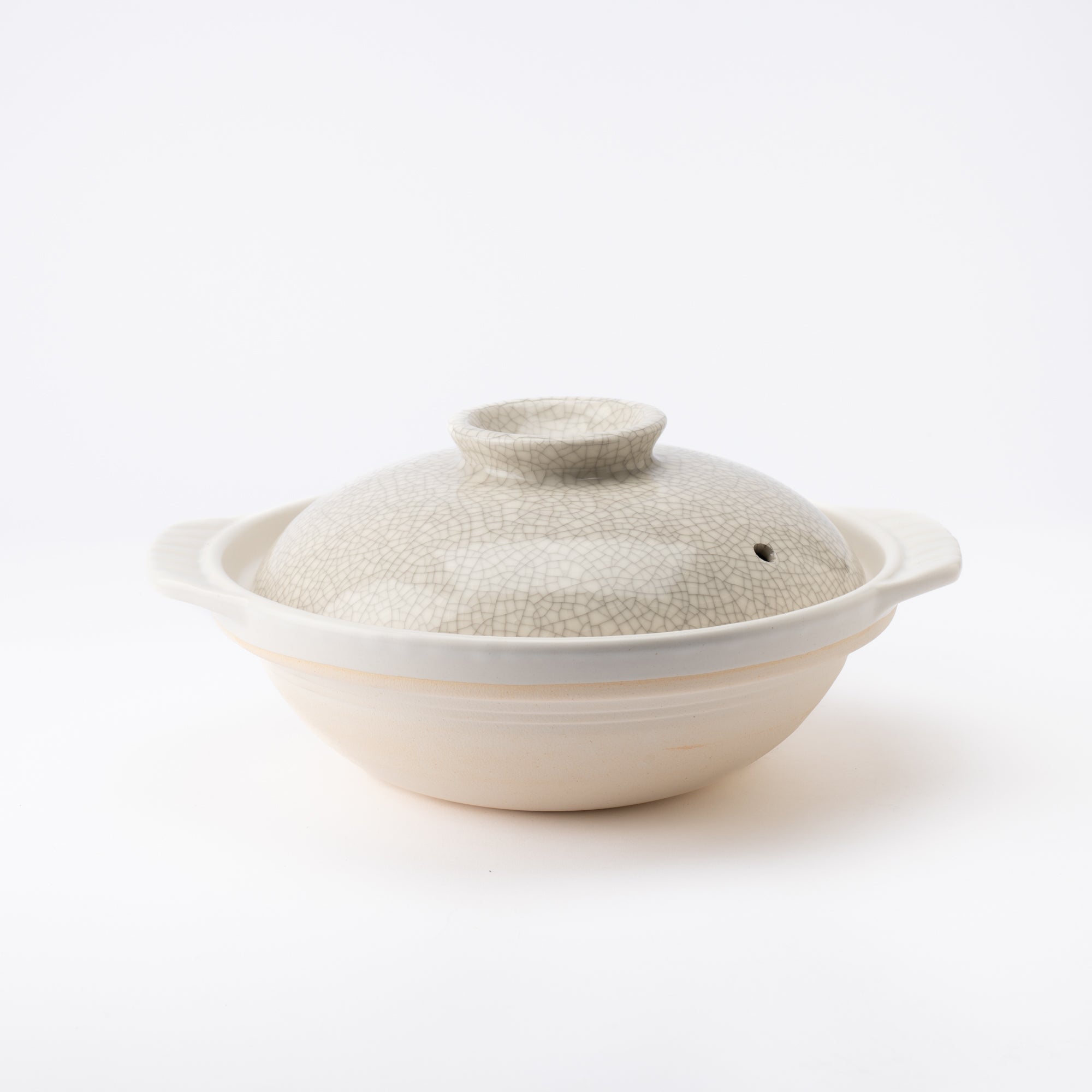 Ginpo White Kannyu Banko Donabe Japanese Clay Pot for 3 persons - MUSUBI KILN - Quality Japanese Tableware and Gift