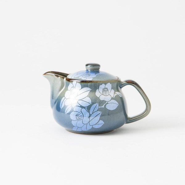 Ginsai Blue Camellia Kutani Japanese Teapot 12.2oz(360ml) - MUSUBI KILN - Quality Japanese Tableware and Gift