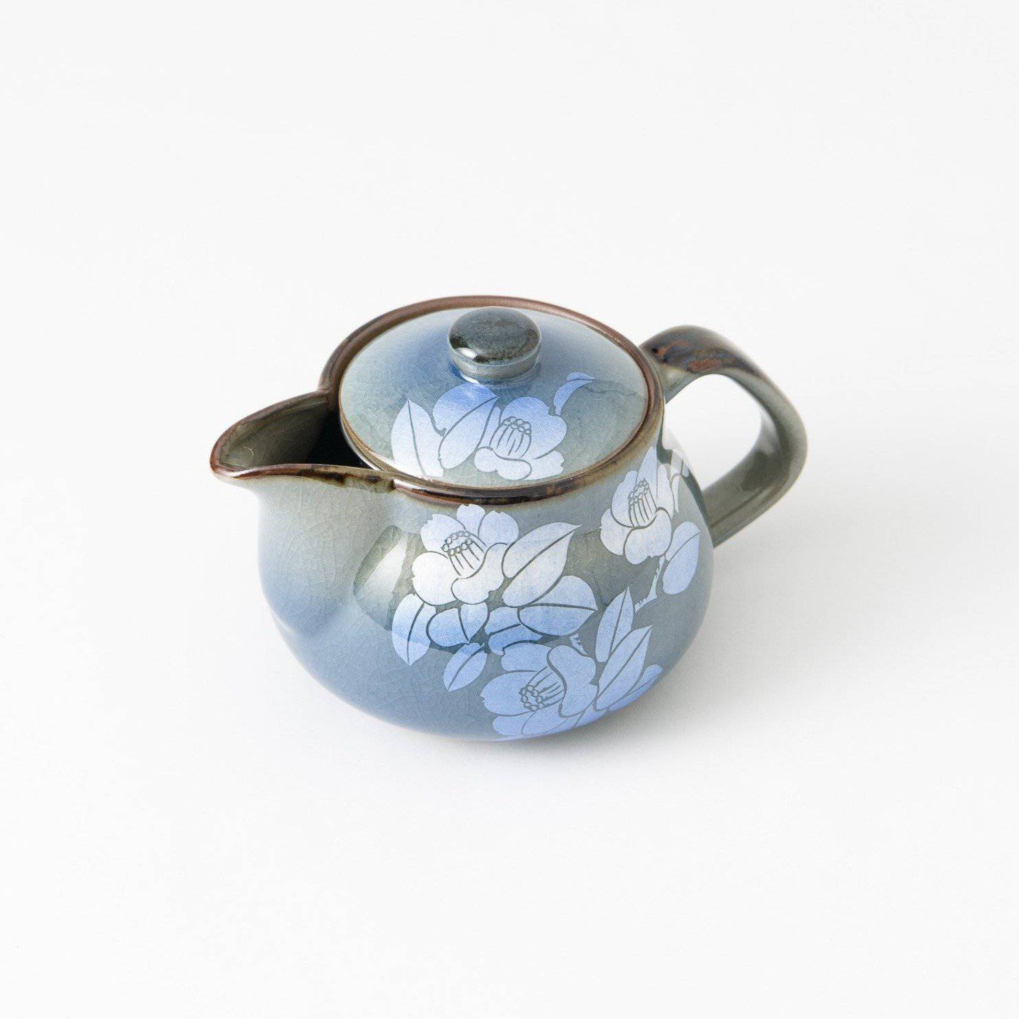 Ginsai Blue Camellia Kutani Japanese Teapot 12.2oz(360ml) - MUSUBI KILN - Quality Japanese Tableware and Gift