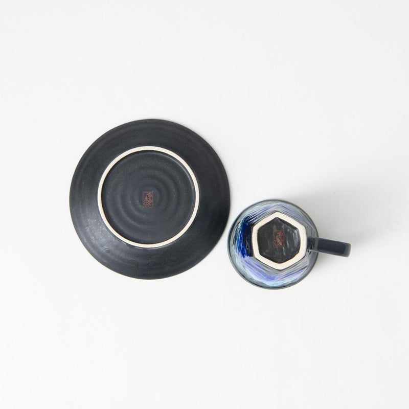 Ginsai Blue Kutani Cup and Saucer - MUSUBI KILN - Quality Japanese Tableware and Gift