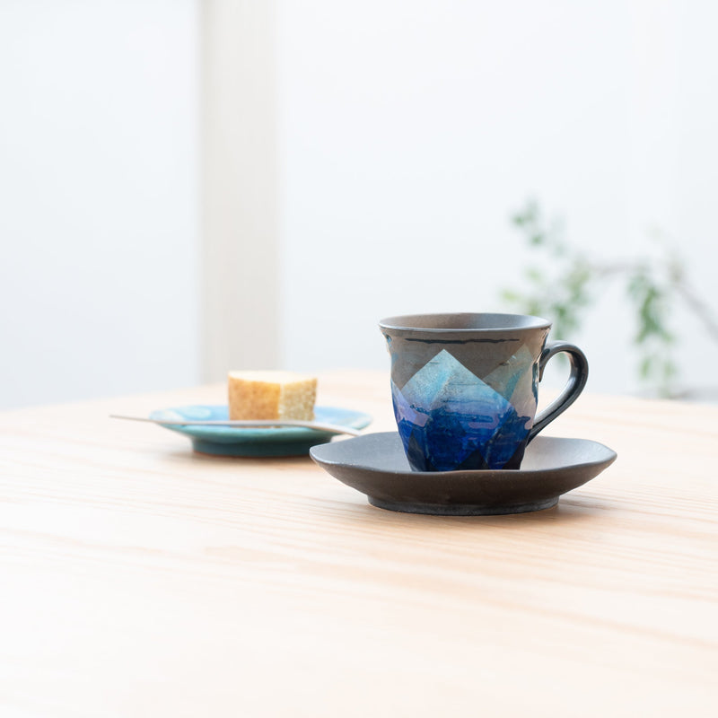 Ginsai Blue Kutani Cup and Saucer - MUSUBI KILN - Quality Japanese Tableware and Gift