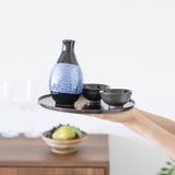 Ginsai Blue Kutani Sake Set with Tray - MUSUBI KILN - Quality Japanese Tableware and Gift