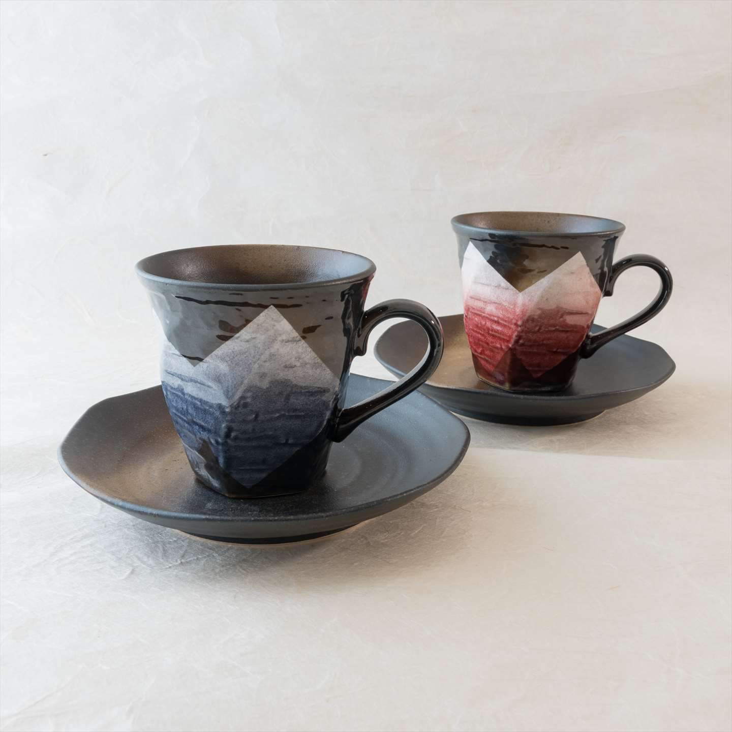 Ginsai Purple and Pink Kutani Cup and Saucer Pair - MUSUBI KILN - Quality Japanese Tableware and Gift