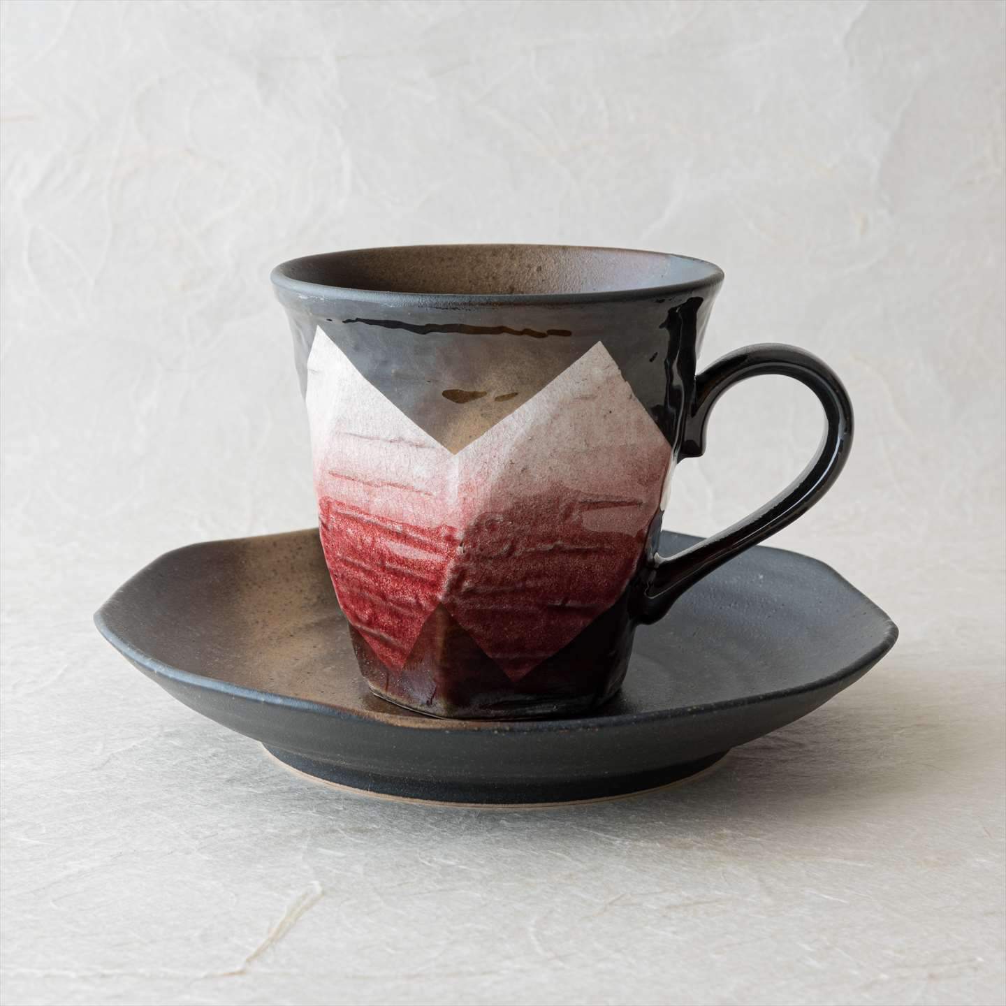 Ginsai Purple and Pink Kutani Cup and Saucer Pair - MUSUBI KILN - Quality Japanese Tableware and Gift