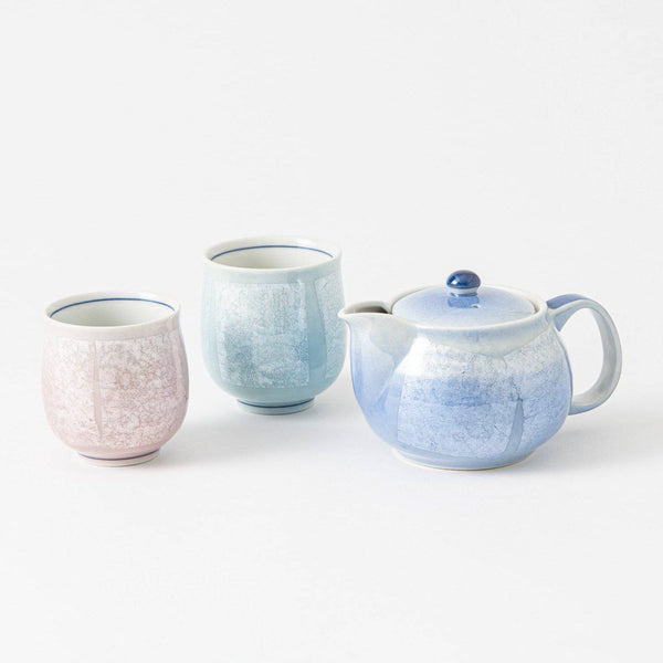 Ginsai Three colors Kutani Japanese Teapot Set - MUSUBI KILN - Quality Japanese Tableware and Gift