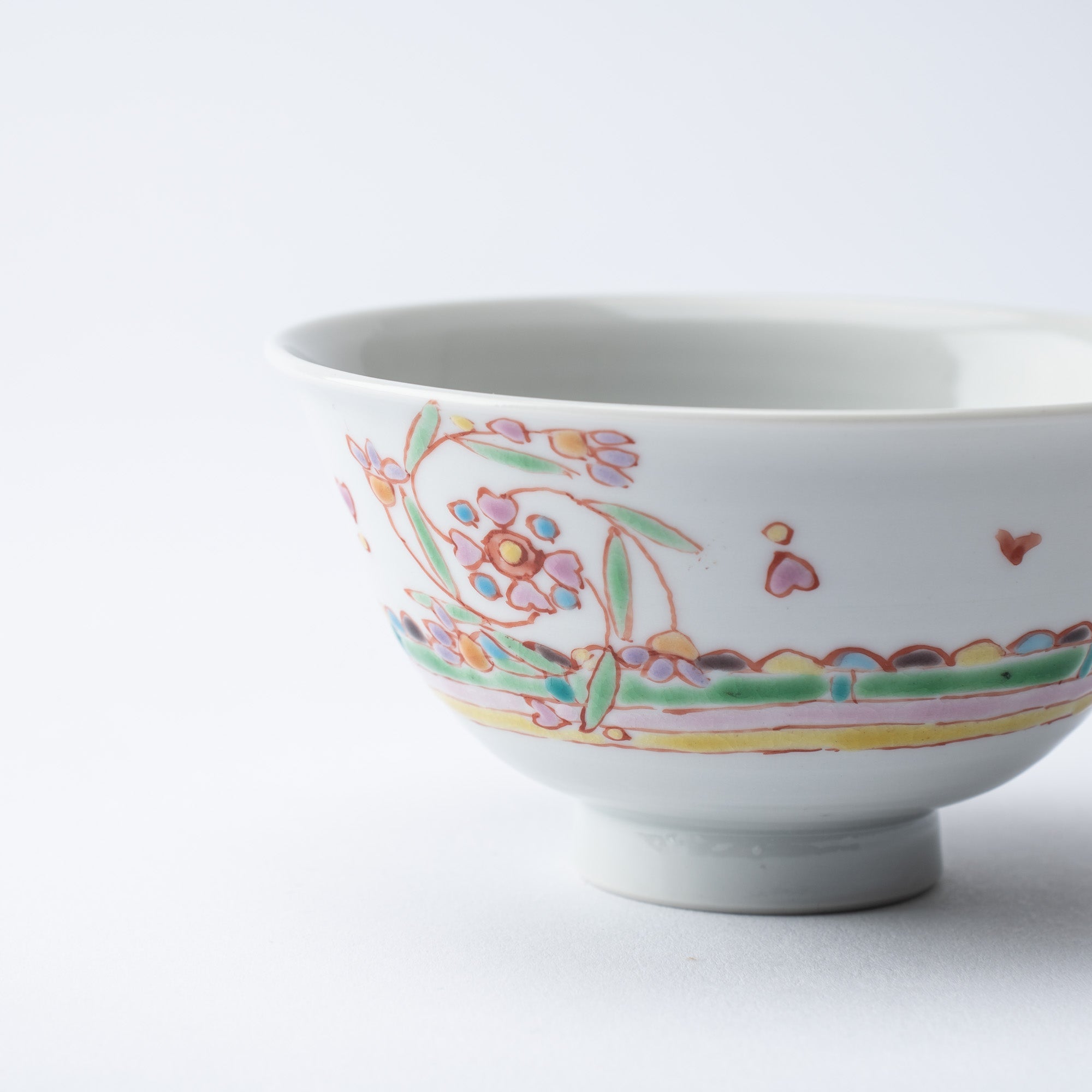 Ginshu Kiln Floral Rondo Kutani Japanese Rice Bowl - MUSUBI KILN - Quality Japanese Tableware and Gift