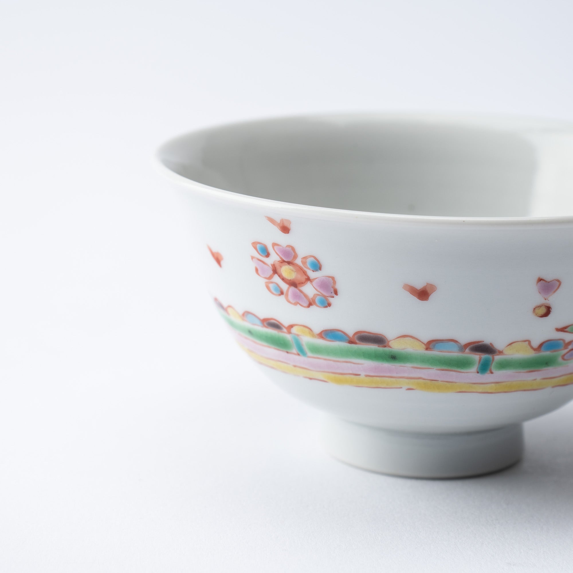 Ginshu Kiln Floral Rondo Kutani Japanese Rice Bowl - MUSUBI KILN - Quality Japanese Tableware and Gift