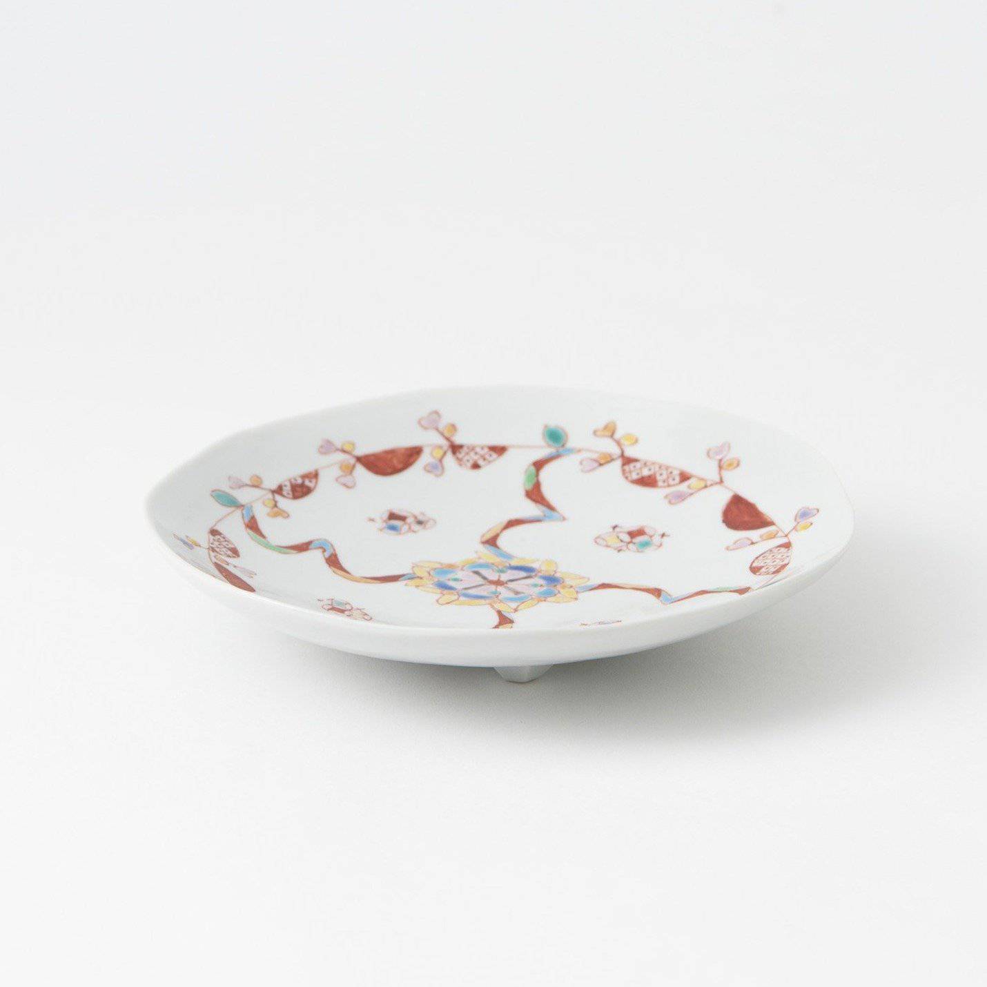 Ginshu Kiln Flowers In Full Bloom Kutani Round Plate - MUSUBI KILN - Quality Japanese Tableware and Gift