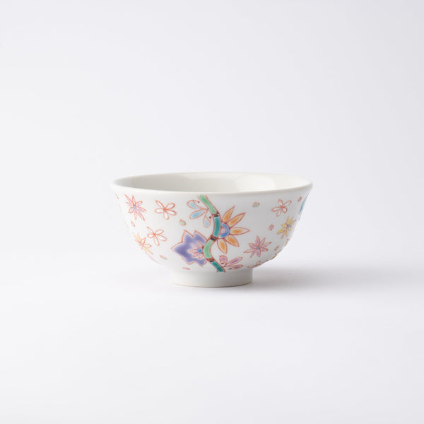 Ginshu Kiln Full Bloom Kutani Japanese Rice Bowl - MUSUBI KILN - Quality Japanese Tableware and Gift