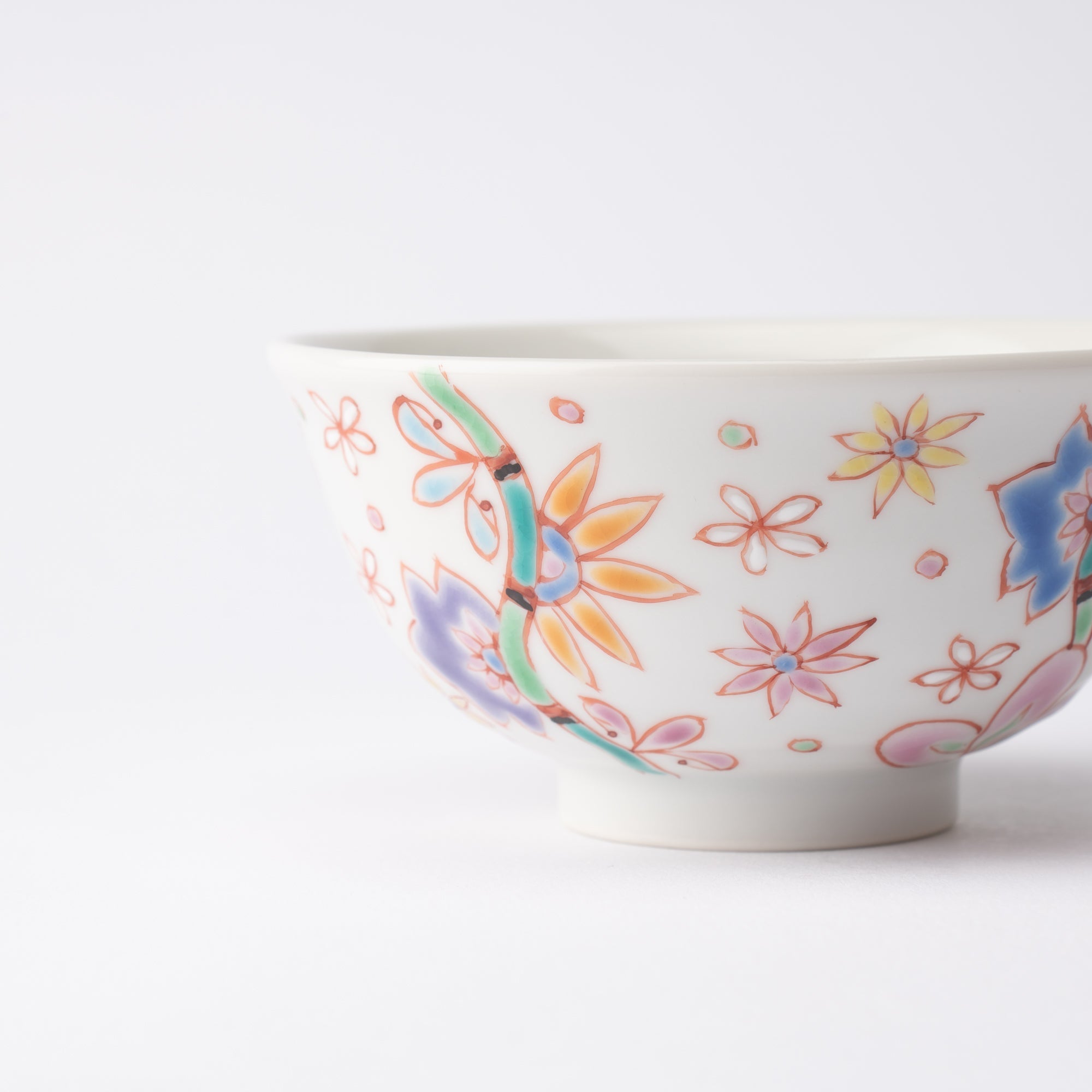 Ginshu Kiln Full Bloom Kutani Japanese Rice Bowl - MUSUBI KILN - Quality Japanese Tableware and Gift