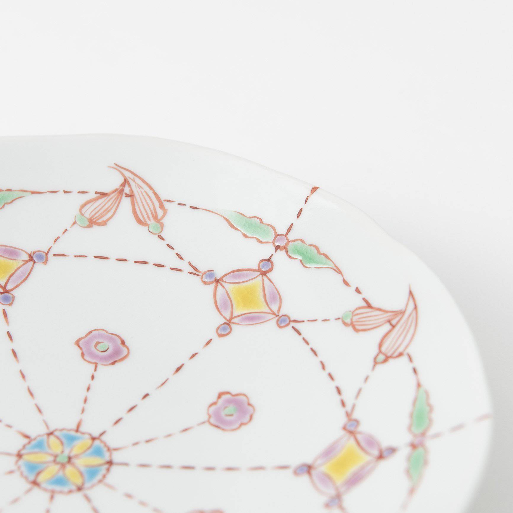 Ginshu Kiln Geometric Pattern Kutani Round Plate - MUSUBI KILN - Quality Japanese Tableware and Gift