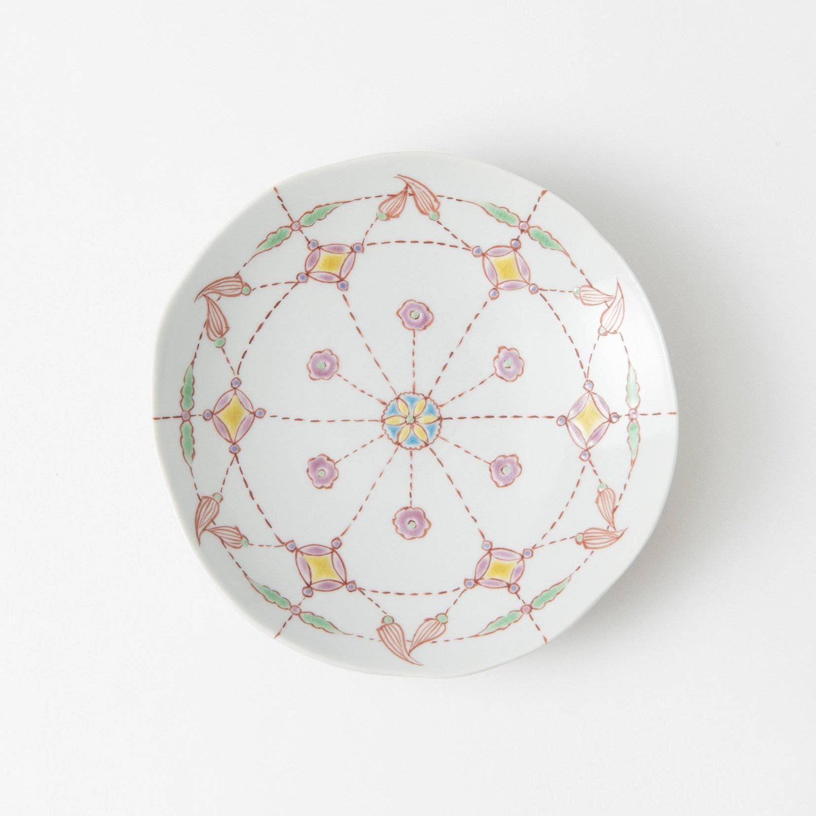 Ginshu Kiln Geometric Pattern Kutani Round Plate - MUSUBI KILN - Quality Japanese Tableware and Gift