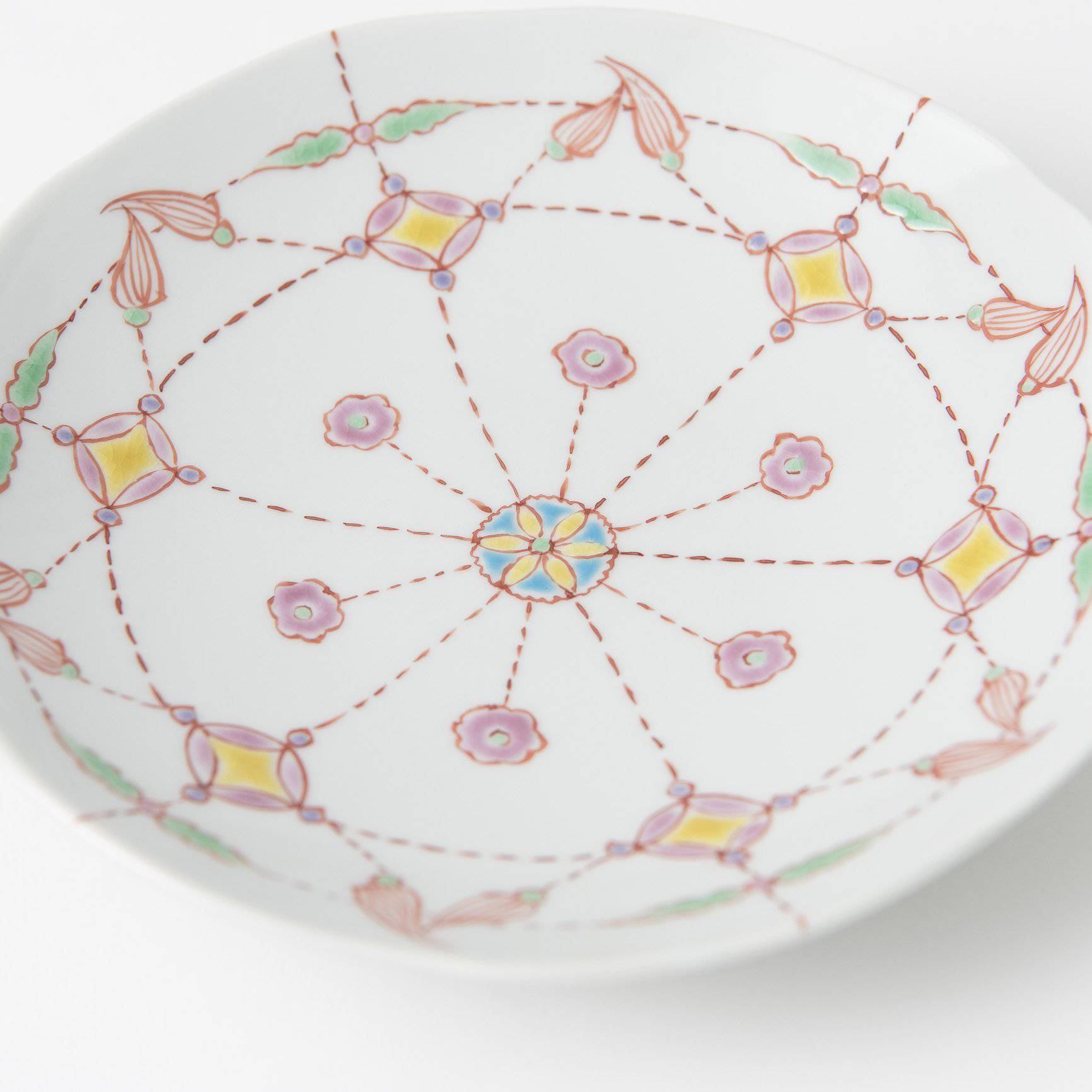 Ginshu Kiln Geometric Pattern Kutani Round Plate - MUSUBI KILN - Quality Japanese Tableware and Gift