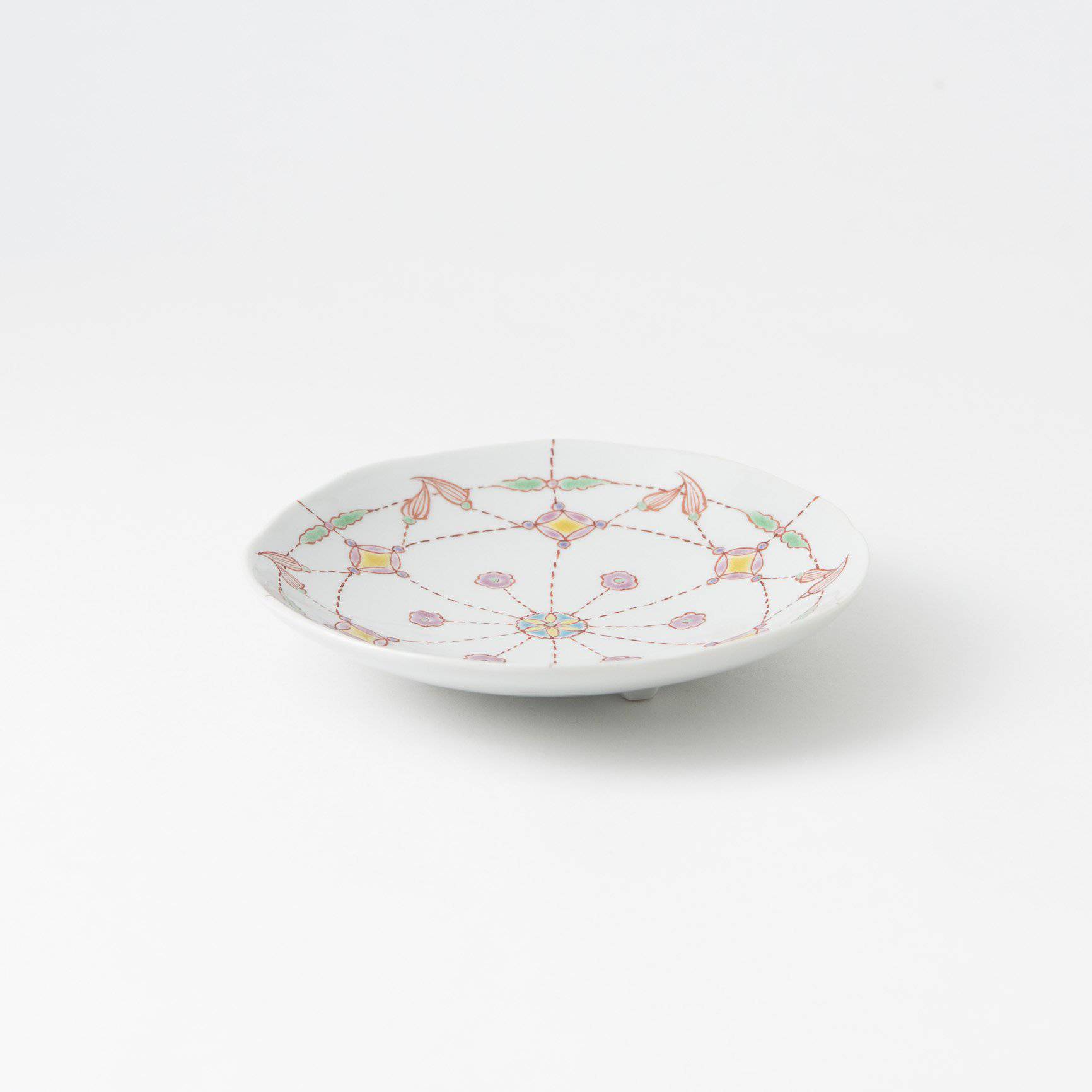 Ginshu Kiln Geometric Pattern Kutani Round Plate - MUSUBI KILN - Quality Japanese Tableware and Gift