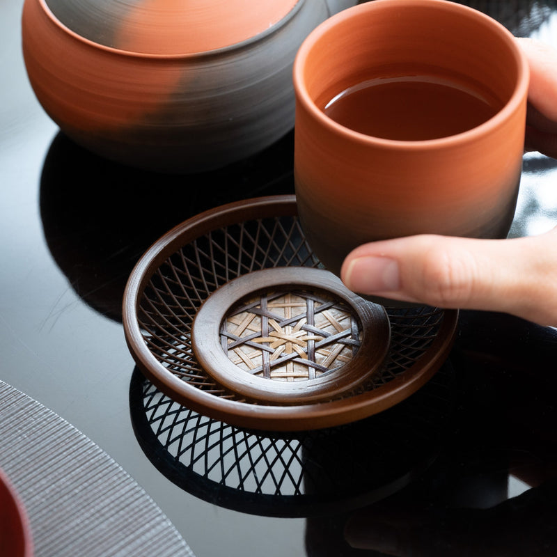 Ginto Suruga Bamboo Basketry Tea Coaster Set - MUSUBI KILN - Quality Japanese Tableware and Gift