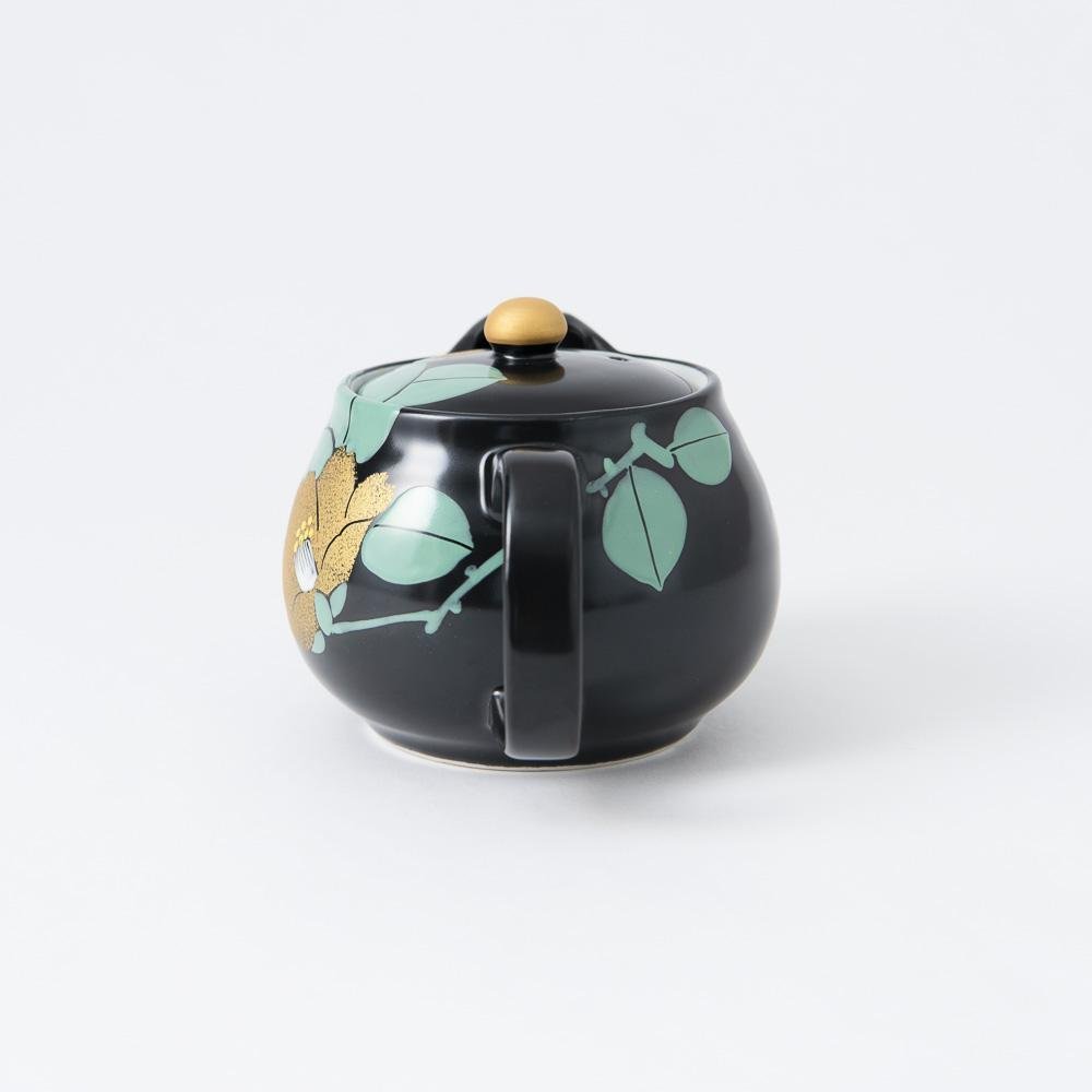 Gold and Silver Camellia Kutani Japanese Teapot 12.2oz (360ml) - MUSUBI KILN - Quality Japanese Tableware and Gift