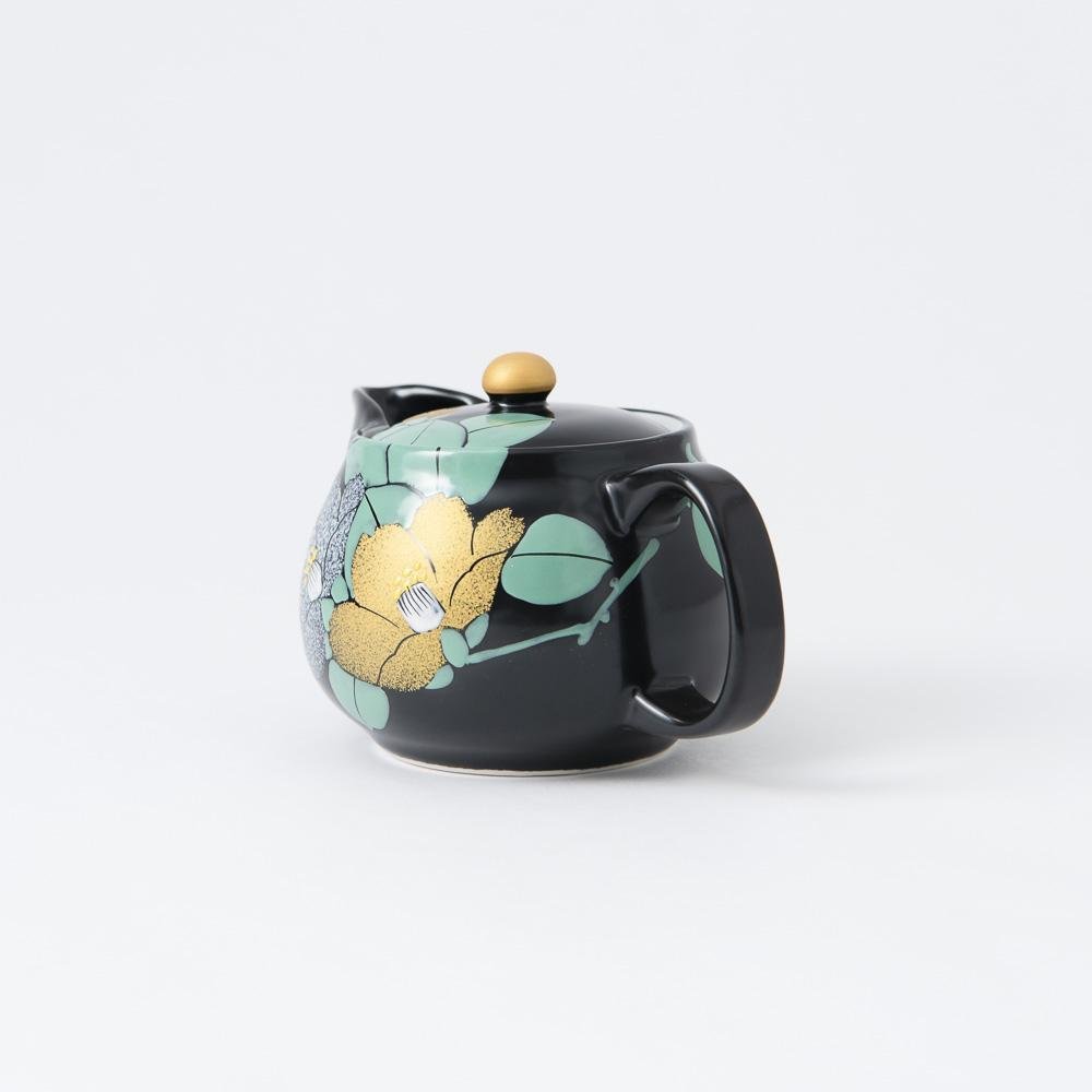 Gold and Silver Camellia Kutani Japanese Teapot 12.2oz (360ml) - MUSUBI KILN - Quality Japanese Tableware and Gift