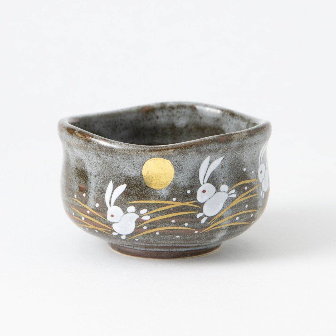 Golden Moon and Rabbit Kutani Matcha Bowl Chawan - MUSUBI KILN - Quality Japanese Tableware and Gift