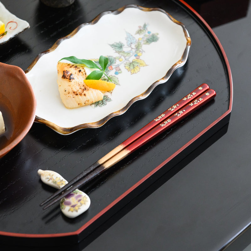 Golden Sakura Yamanaka Lacquerware Set of Two Pairs of Chopsticks 23 cm (9 in) - MUSUBI KILN - Quality Japanese Tableware and Gift