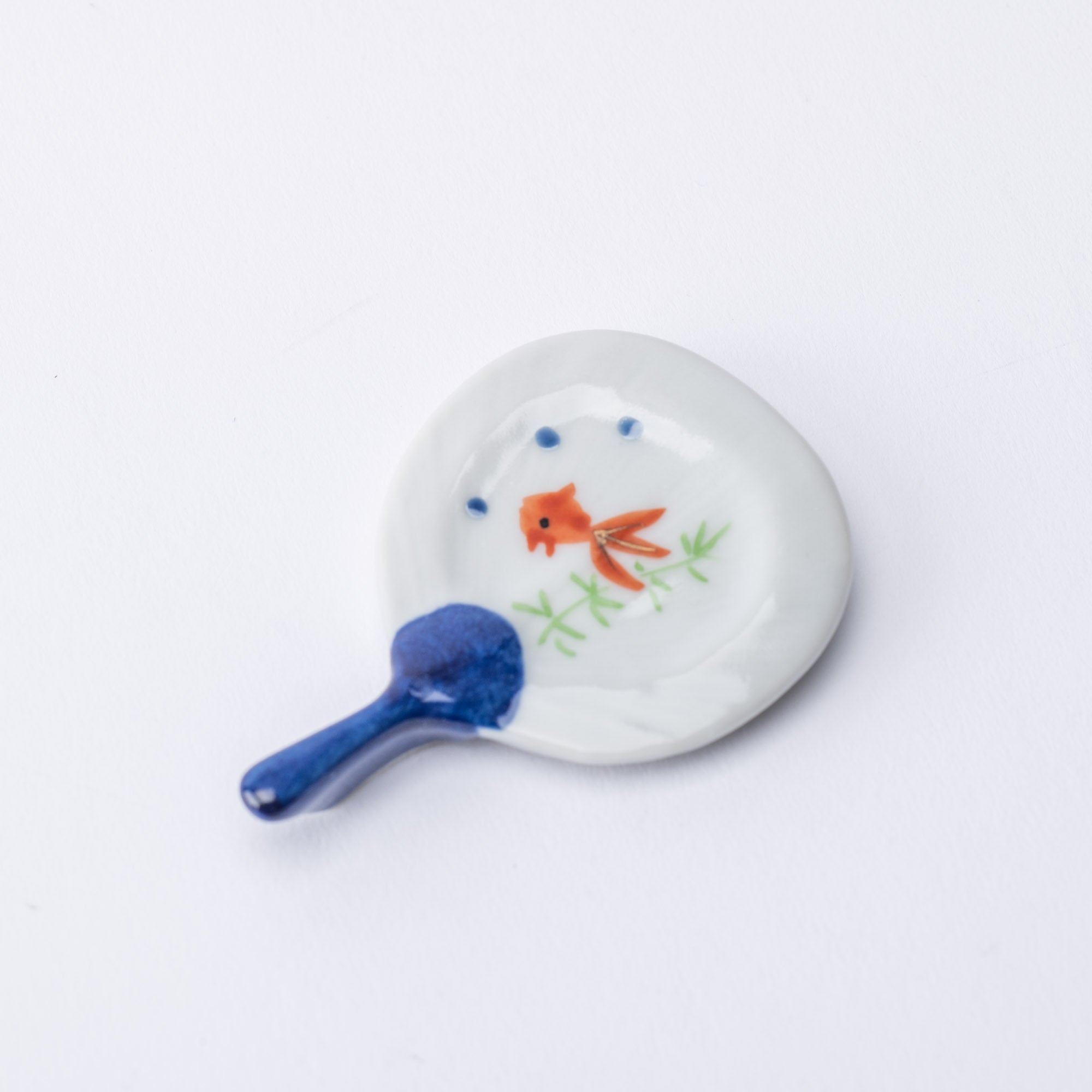 Goldfish Paper Fan Kyo Ware Chopstick Rest Set - MUSUBI KILN - Quality Japanese Tableware and Gift