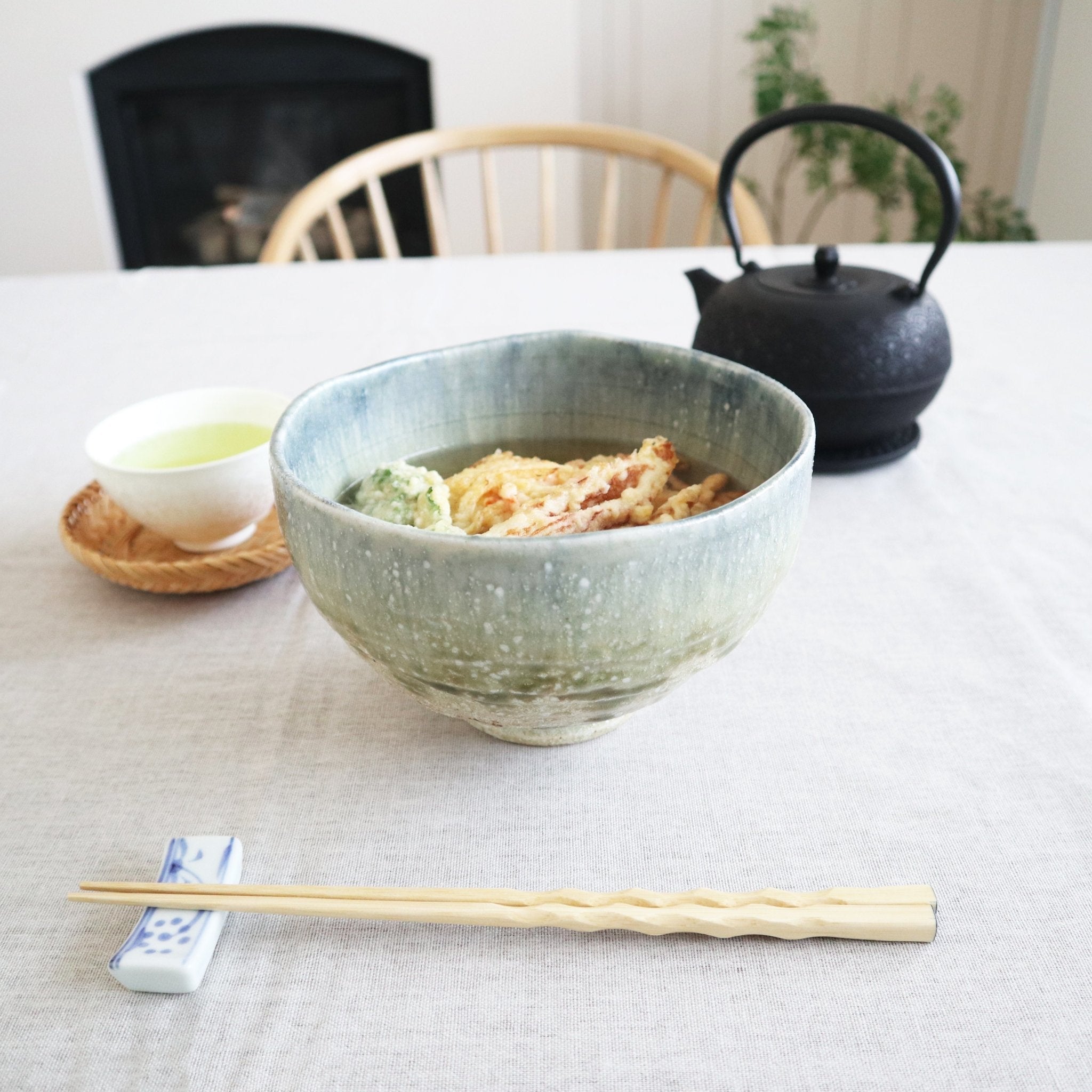 Green Ash Glaze Mino Ware Donburi Bowl L - MUSUBI KILN - Quality Japanese Tableware and Gift