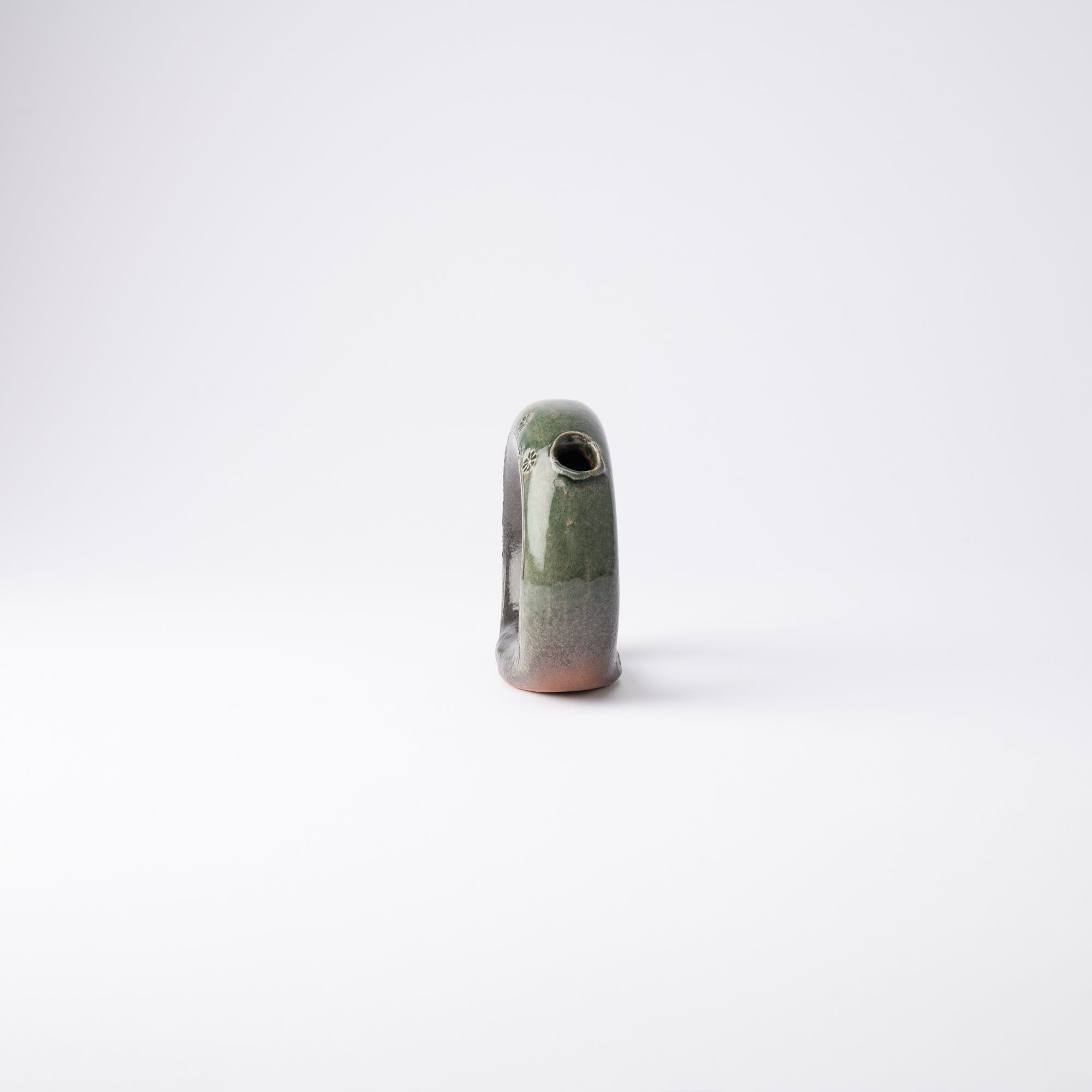 Green Ring Shigaraki Ware Small Flower Vase - MUSUBI KILN - Quality Japanese Tableware and Gift