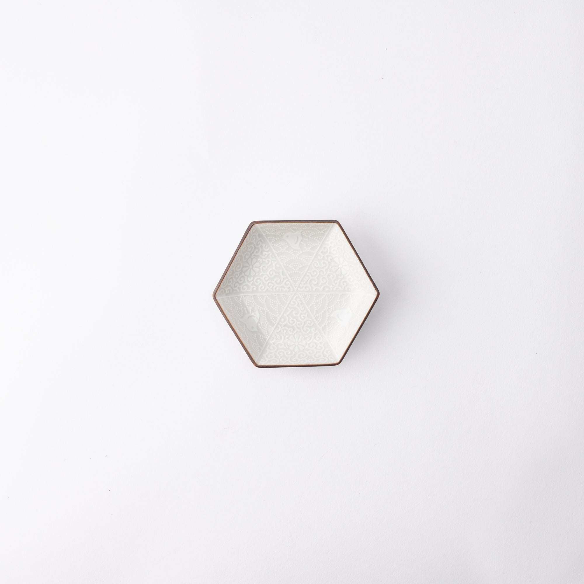 Hachi - Kutani Plover Hexagonal Sauce Plate - MUSUBI KILN - Quality Japanese Tableware and Gift