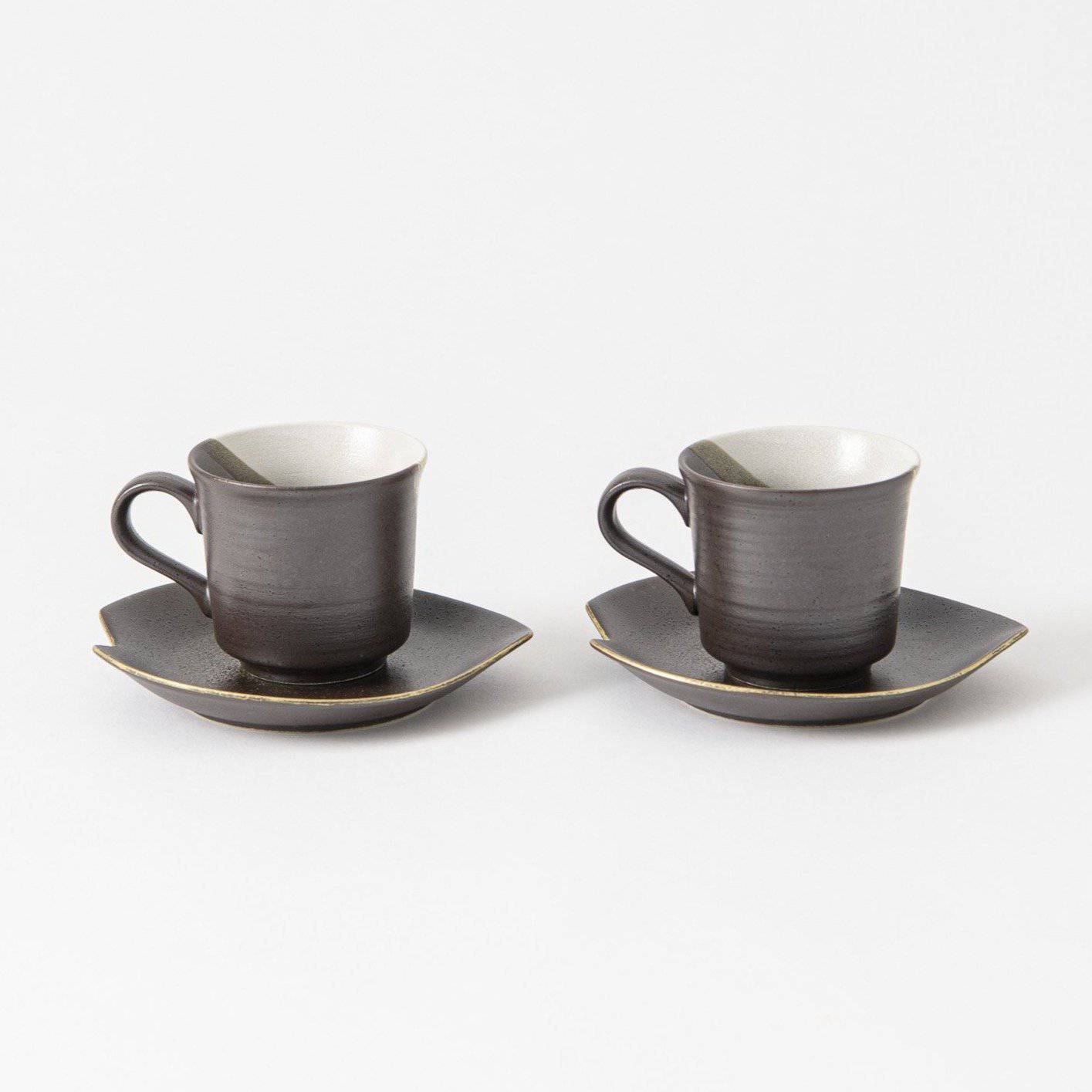 Hanazume Kutani Cup and Sakura Shaped Saucer Pair - MUSUBI KILN - Quality Japanese Tableware and Gift