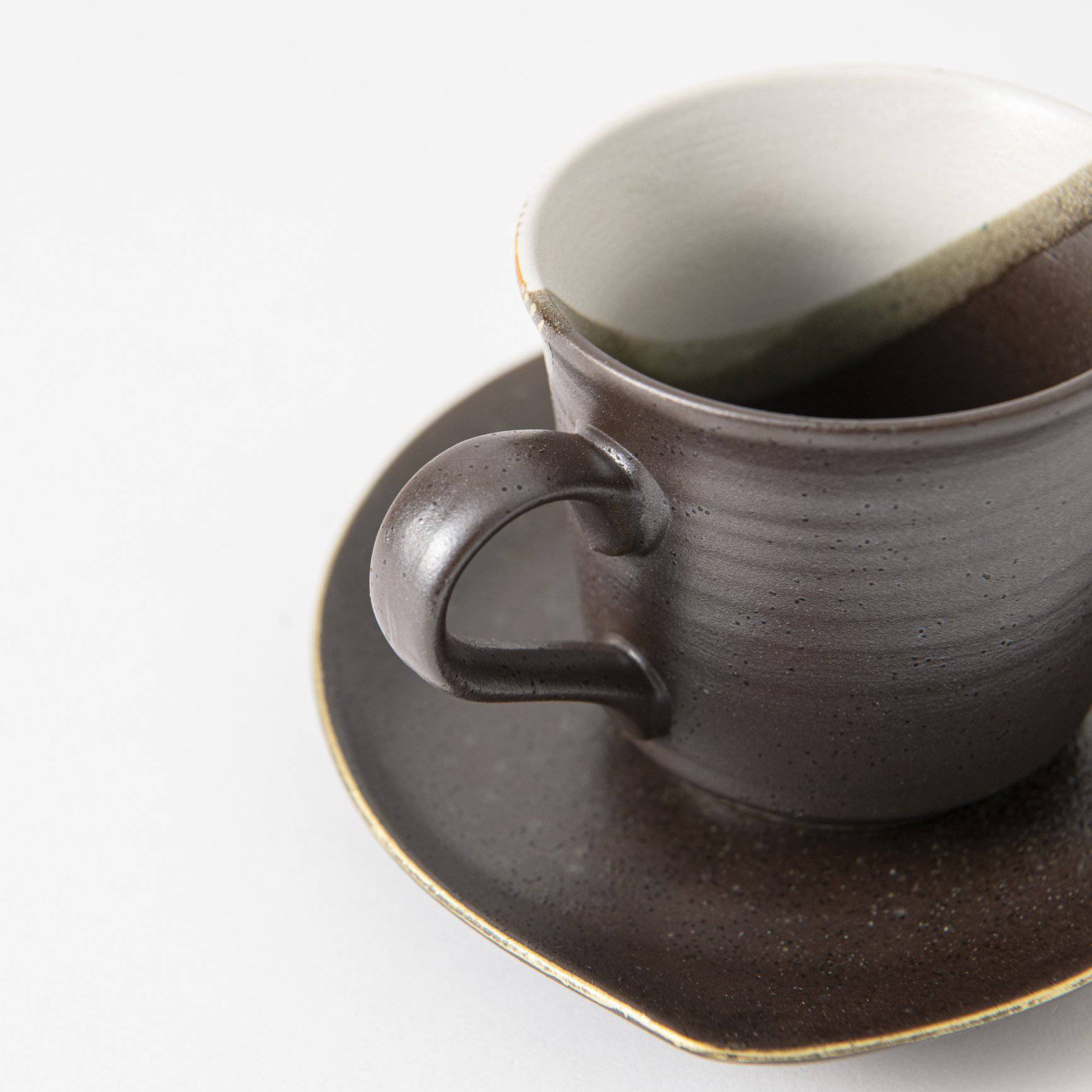 Hanazume Kutani Cup and Sakura Shaped Saucer Pair - MUSUBI KILN - Quality Japanese Tableware and Gift