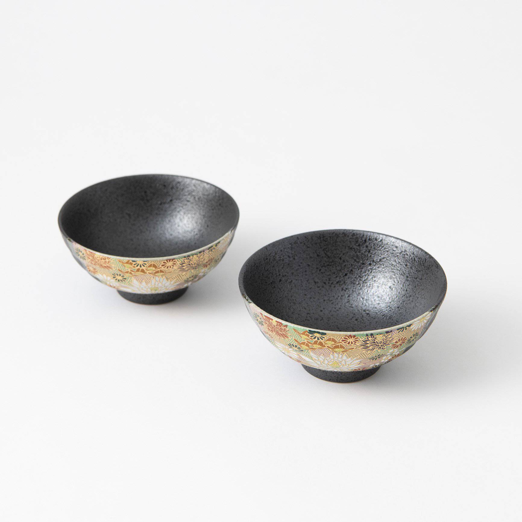 Hanazume Kutani Japanese Rice Bowl Pair - MUSUBI KILN - Quality Japanese Tableware and Gift