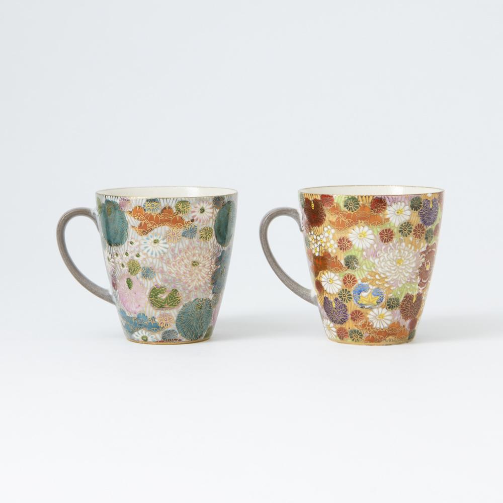 Hanazume Kutani Mug Pair - MUSUBI KILN - Quality Japanese Tableware and Gift