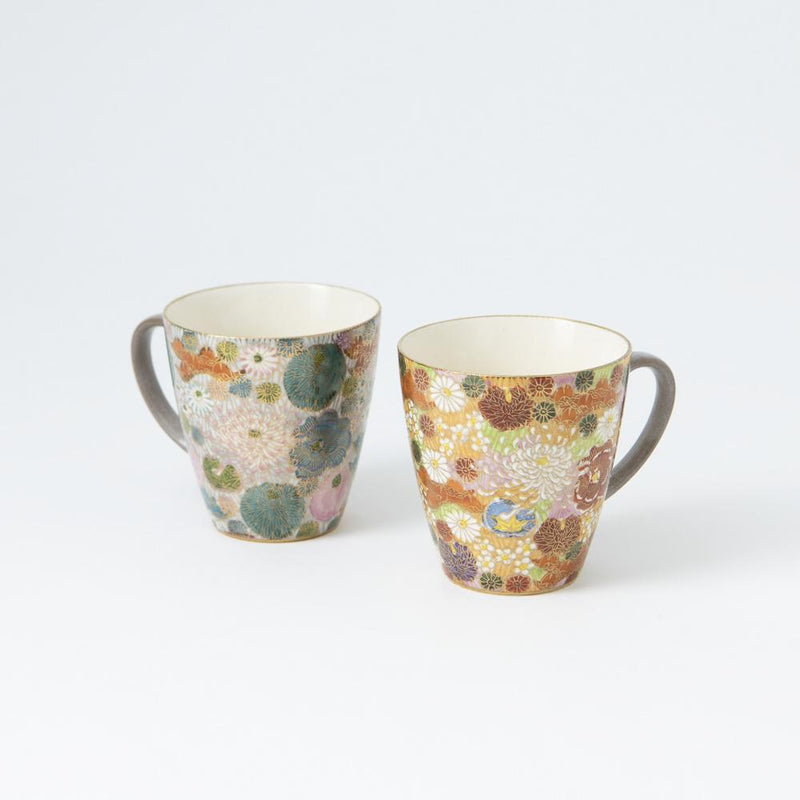 Hanazume Kutani Mug Pair - MUSUBI KILN - Quality Japanese Tableware and Gift