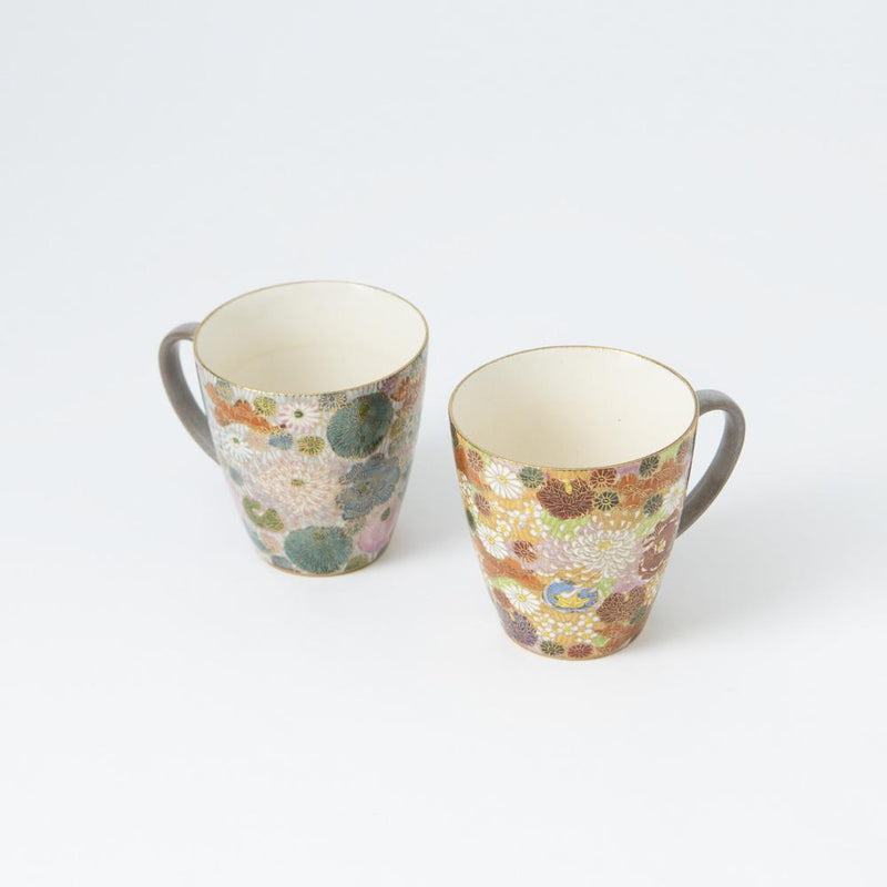 Hanazume Kutani Mug Pair - MUSUBI KILN - Quality Japanese Tableware and Gift