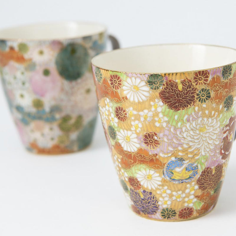 Hanazume Kutani Mug Pair - MUSUBI KILN - Quality Japanese Tableware and Gift